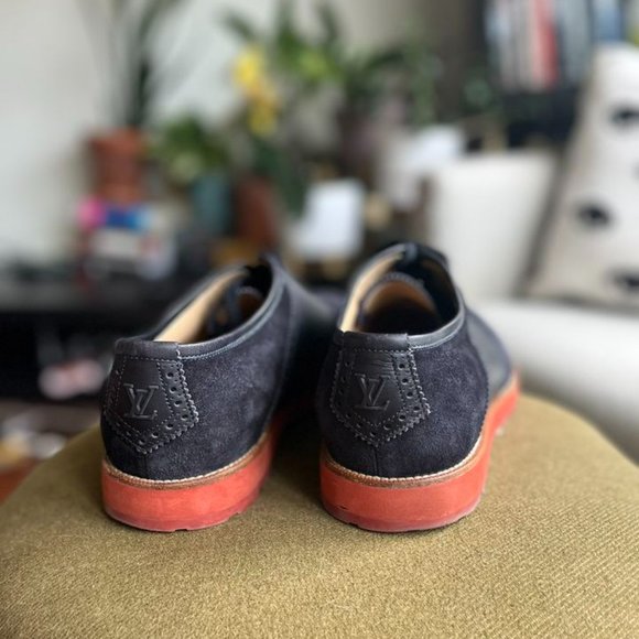 Louis Vuitton Suede Leather Trim Embellishment Brogues (BLUE/BLACK | US 9 1/2) - Picture 4 of 7